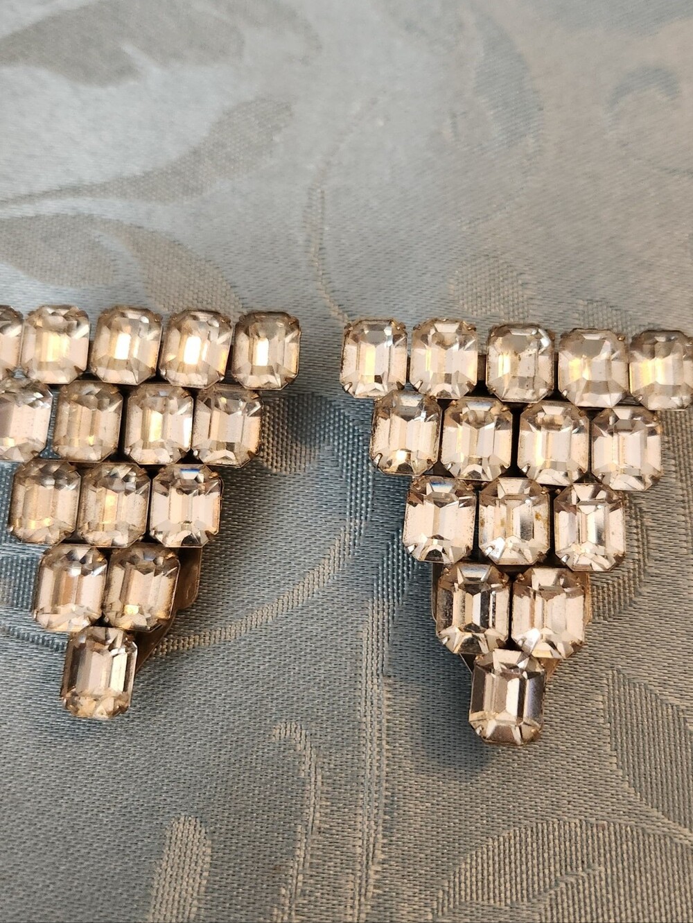 Crystal Cluster Shoe Clip Ons  Clear Silver Tone - Picture 4 of 7
